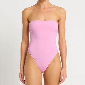 bond-eye Pink Strapless One Piece Swimsuit
